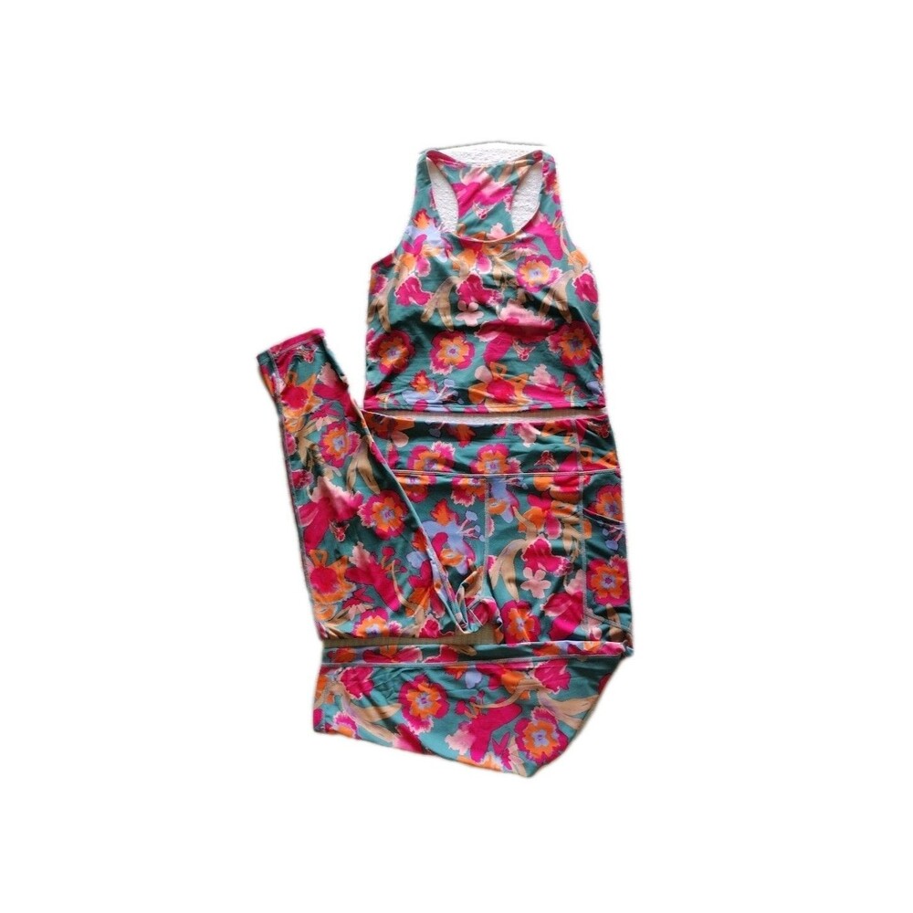 Pro Player Ladies Large 2-piece Practice  Activewear Crop Tropical Aloha
